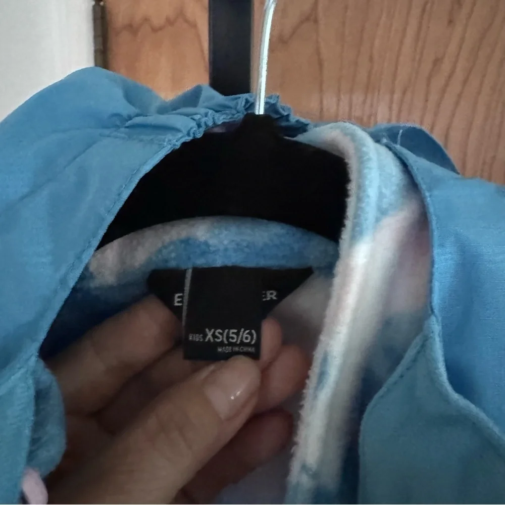 Eddie Bauer Blue and Pink Kids' Waterproof Hooded Raincoat XS(5/6)